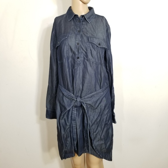 Club Monaco Ladore Denim Tie Front Dress 8 - Picture 1 of 8